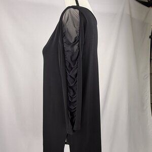 Clara Sun Woo Black Long Top/Tunic with Decorative Sleeves, Size S